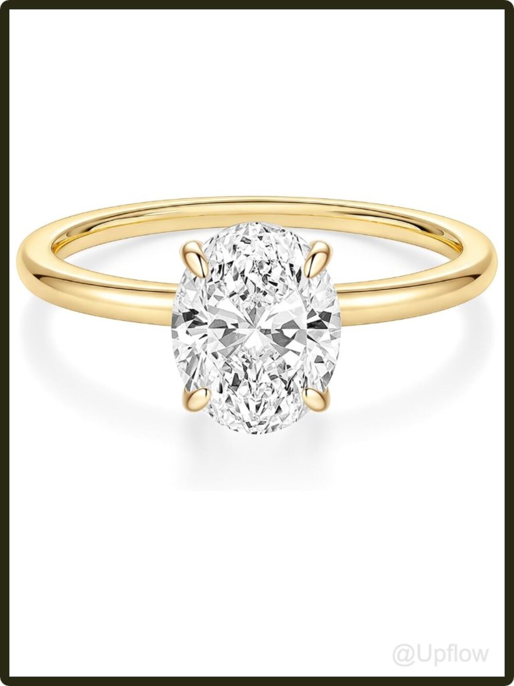 Women's Oval Cut Simulated Diamond Engagement Ring 14K Gold Plated Brass Size 7